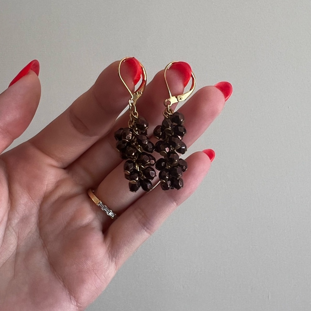 Brown garnet drop earrings